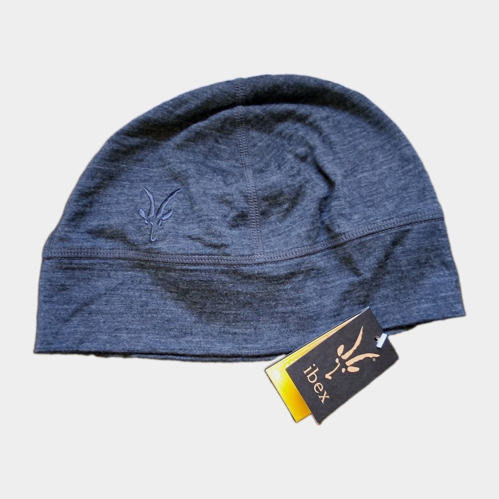 NOS Ibex Indie Skimmer Hat 100% Merino Wool Beanie Skull Cap Gray Canada Rare